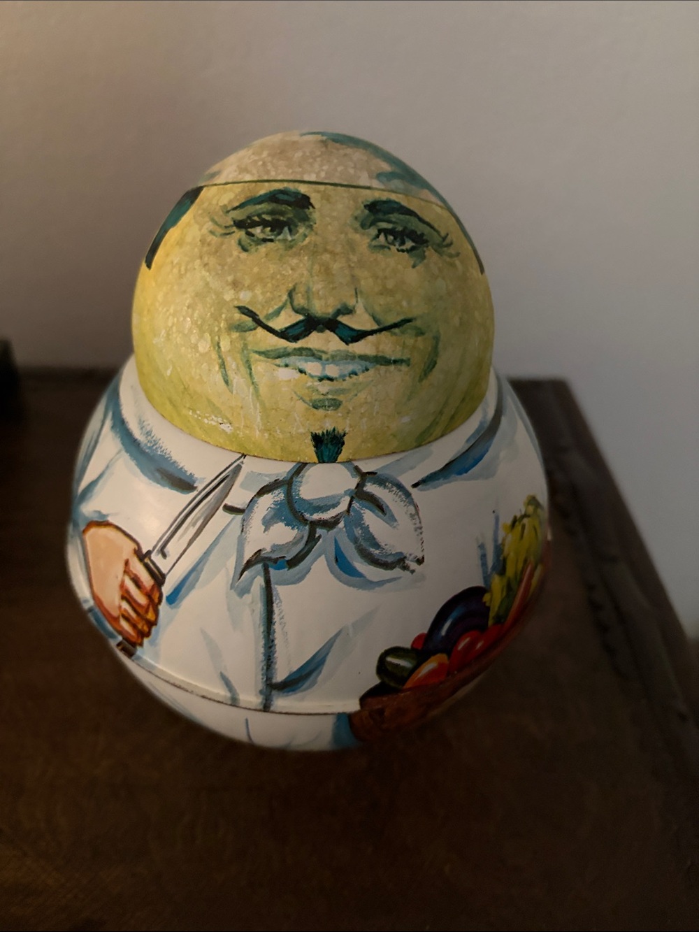 Hand-Painted Yellow and Blue Chef Art Figurine Decorative Home Accent